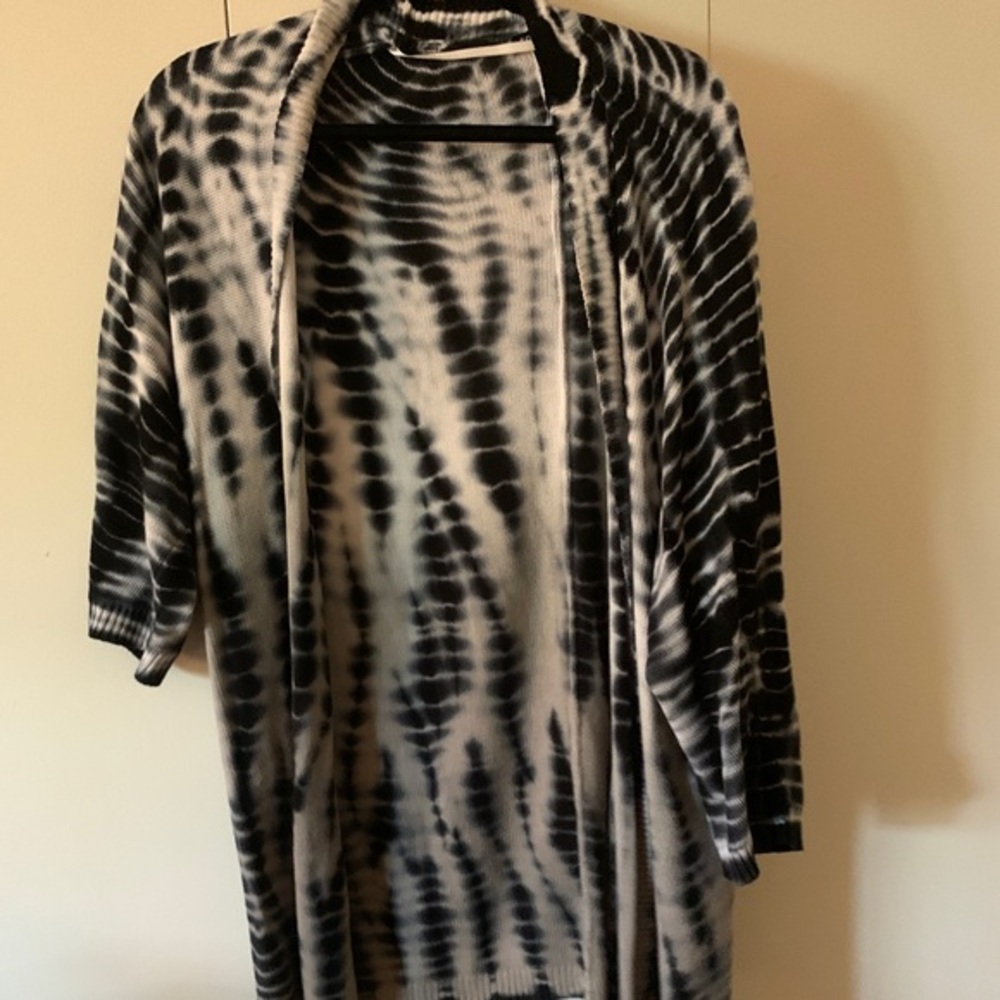 Torrid Plus Size 0X Blue/White Tie Dye Long Cardigan